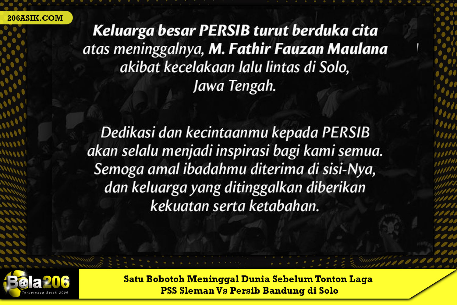 Satu Bobotoh Meninggal Dunia Sebelum Tonton Laga PSS Sleman Vs Persib Bandung di Solo