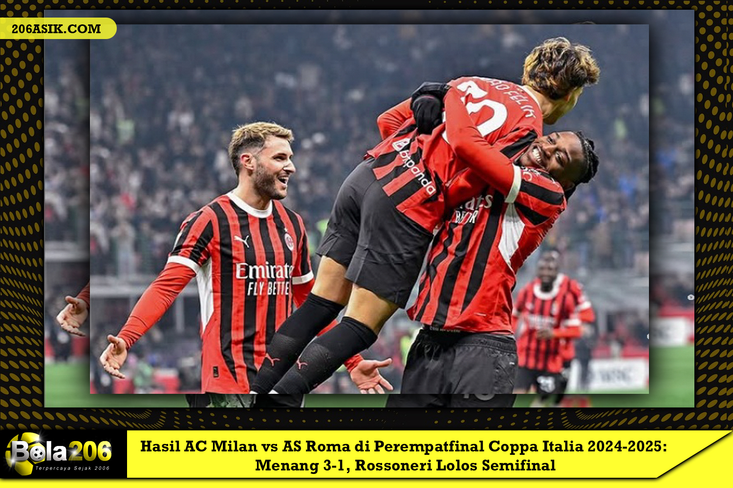 Hasil AC Milan vs AS Roma di Perempatfinal Coppa Italia